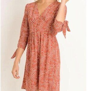 Gilli Small Leaves Print Dress in Rust - Small